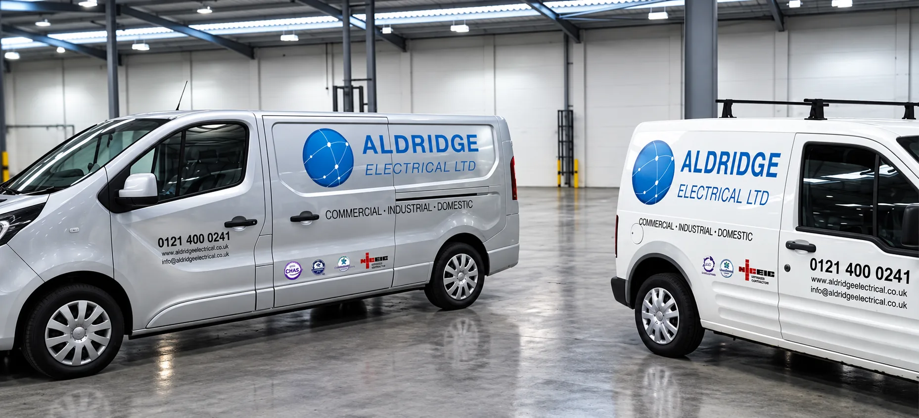 Aldridge Electrical branded vans