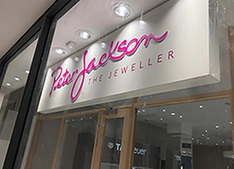 Jewellery retail signage, commercial electrical work by Aldridge Electrical