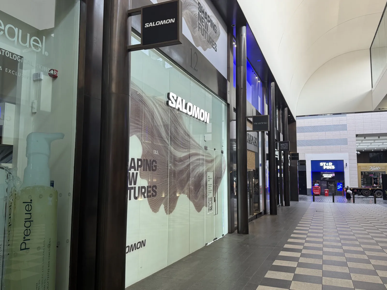 Shopfront, mall frontage, Salomon Liverpool commercial fit-out by Aldridge Electrical